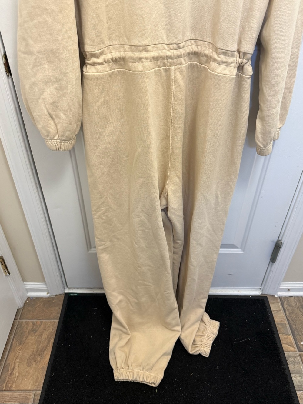 Free People Movement Brightside One Piece Jumpsuit Zip Tie Pockets Ivory L NWT - Picture 11 of 14